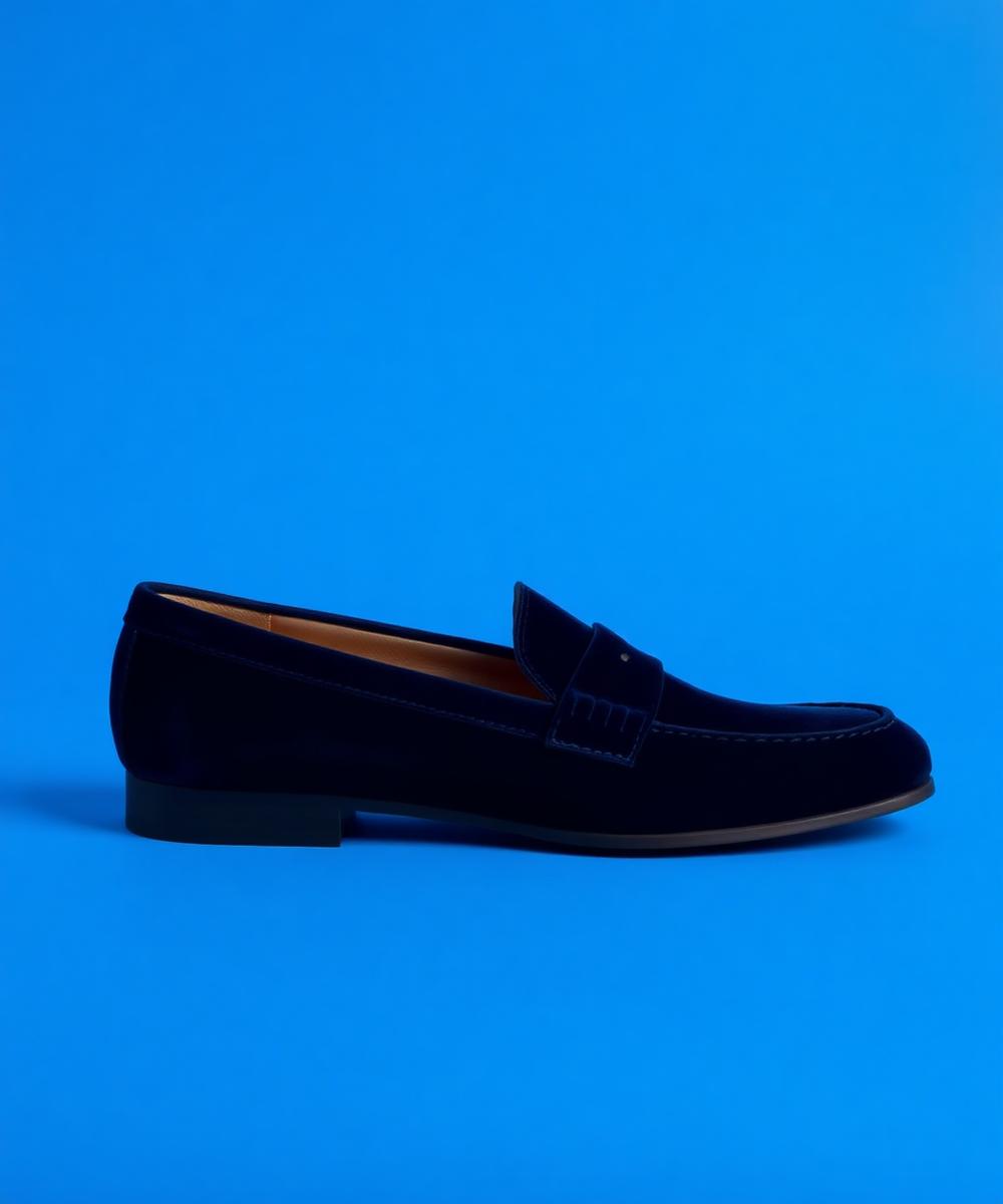 Nº4 Medianoche penny loafer in navy velvet